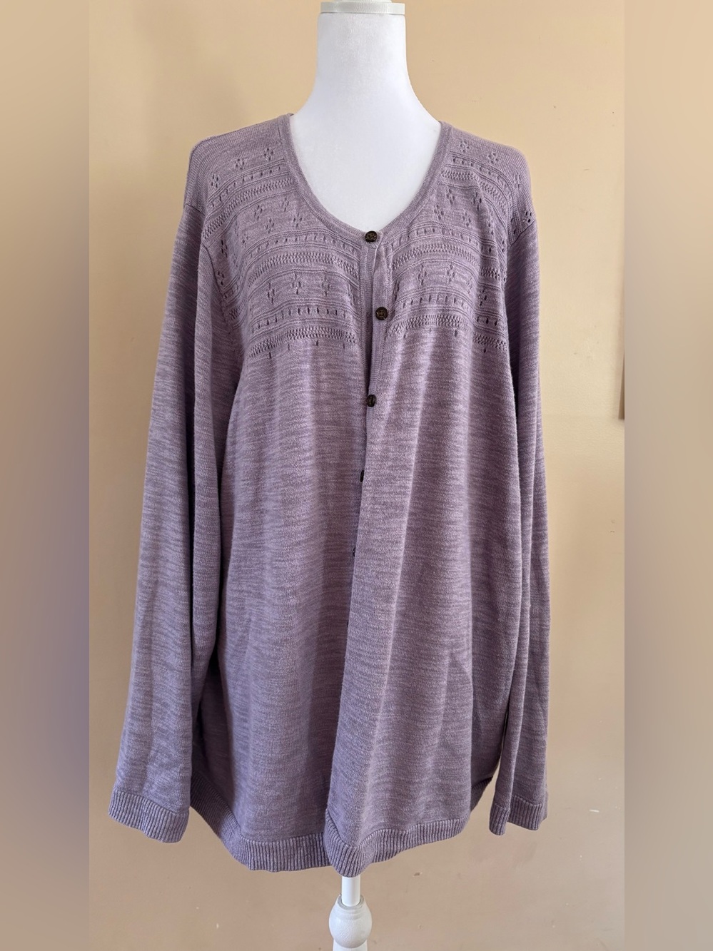 Coldwater Creek Lavender Eyelet Knit Cardigan - 3X